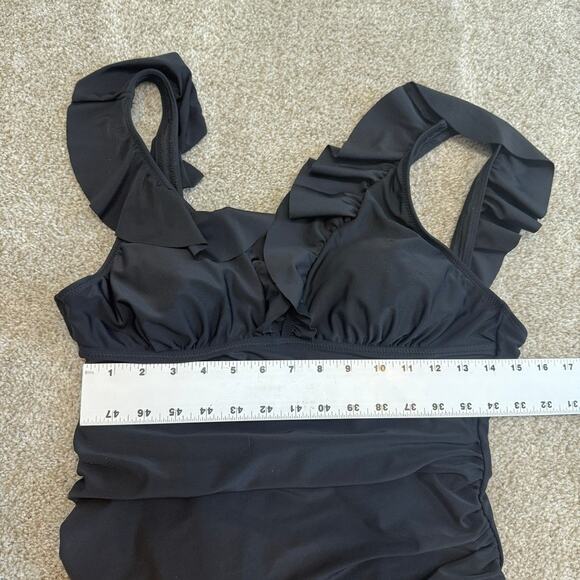 Cupshe large ruffle ruched low back tie one piece swimsuit SW2 2430 - Picture 5 of 13